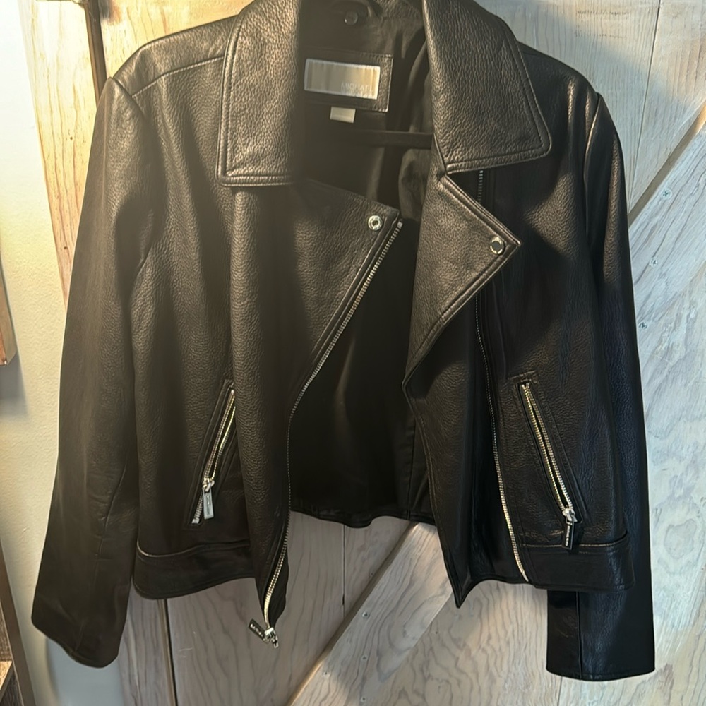 Like New! Moto leather Jacket-Michael Kors